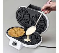 Fdit Macchina per Waffle a Forma di Cuore da 1000 W con Controllo della Doratura Regolabile e Rivestimento Antiaderente per 2 Waffle a Cuore Contemporaneamente Conservazione Compatta
