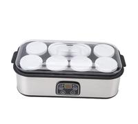 Fdit Macchina Yogurtiera Automatica 8 Vasetti di Vetro 180ml Ciasc Timer 48H Display LCD Acciaio Inox con Controllo Automatico della Temperatura per Yogurt Fatto in Casa (Spina europea 220 V)