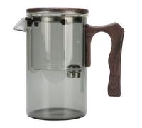 Fdit Manico in Legno per la Separazione Dell'acqua Resistente Al Calore della Teiera in Vetro Facile Preparazione della Birra in Ufficio (Grigio 750ml)