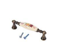 Fdit Maniglia goccia Cassetto ceramica Pull Cassetto in bronzo antico Pull Manopole ceramica dipinte mano Retro Maniglie per cassetti vintage vintage Maniglie pomello per armadio cuci(2 #)