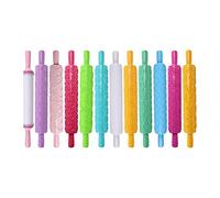 Fdit Mattarello per Fondente, Mattarello in Rilievo, Rullo per Pasticceria in Plastica Antiaderente con 12 Motivi per Decorare Torte e Cuocere in (Colore assortito)