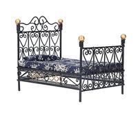 Fdit Mini Letto Matrimoniale per Casa delle Bambole 1:12 Squisito Modello da Principessa per Migliorare l'abilità Pratica e la Decorazione per la Casa delle Bambole Materiale in Tessuto di Ferro