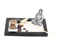 Fdit Mini Sandbox Desktop Zen per Meditazione e Rilassamento, Decorazione di Ufficio Artigiani Artistici, Goditi il Tuo Giardino Zen Privato
