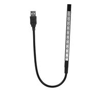 Fdit Mini USB LED luce di lettura 5 V lampada flessibile torcia con 10 luci LED per PC portatile tastiera del computer (nero)