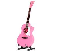 Fdit Modello di Chitarra in Faggio Rosa in Miniatura Dal Design Preciso per Coltivare Talenti e abilità Musicali, Ottimo Regalo per la Casa delle Bambole, Giochi per Bambini e Genitori, Realizzato