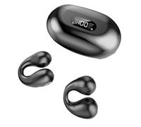 Fdit Morsetto/supporto su Auricolari Wireless Display a LED Custodia di Ricarica Cuffie Aperte a Conduzione Ossea con Chiamata Chiara per Stile di Vita Attivo (BLACK)