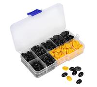 Fdit Occhi e Nasi di Bambola in Plastica da 580 Pezzi per Artigianato Fai-da-te, Dimensioni Assortite Occhi Neri e Nasi Ovali per Animali di Peluche Orsacchiotti (580 pezzi per scatola (+ giallo))