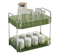 Fdit Organizzatore per Stazione di Tazze per Stendibicchieri con Design Trasparente e Vassoio di Scarico per Riporre Bottiglie e Tazze Sul Ripiano della (Verde a doppio strato)