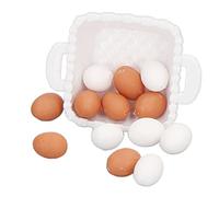 Fdit Ornamento per Casa delle Bambole, Bellissimo Set di Modelli di Uova in Plastica per, 15 Pezzi di Uova per Cibo per Box/Cover delle Bambole con Cestino per la Decorazione della Casa delle