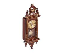 Fdit Orologio da Casa delle Bambole Vintage in Scala 1:12, Orologio da Parete in Miniatura in Legno e Lega con Design Elegante per L'arredamento e L'esposizione della Casa delle