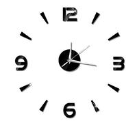 Fdit Orologio da parete moderno fai da te senza cornice Orologio da parete 3D Orologio da specchio Specchio Orologio Decorazioni per ufficio moderno (Nero)