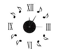 Fdit Orologio da Parete Musica, Orologio da Parete a Specchio con Note Musicali e Numeri Romani, 3D Stereo Adesivo da Parete Orologio Muto, Decorazione Fai Da Te per L'Ufficio Domestico