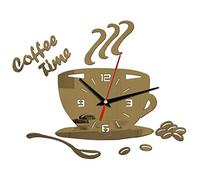 Fdit Orologio da Parete Specchio Acrilico 3D, Design Tazza Caffè Adesivo Fai da Te Silenzioso Moderno per Casa Ufficio Cucina