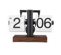 Fdit Orologio Digitale a Fogli Mobili, Regolazione Tramite Manopola per L'arredamento 'home Office, Stile Minimalista retrò con Numeri Grandi, Acciaio (Pagina verde con cornice nera