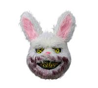 Fdit Orso di Coniglio Halloween Viso Maschera Costume da Festa, Maschere di Halloween Mask PVC per Adulti Bambini con Aperture per gli Occhi Bianco Bianco (WHITE #19)