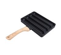 Fdit Padella di Grigliata Salsiccia, 4 Slot in Lega di Alluminio Uniforme Riscaldamento Non Stick Hot Dog Padella con Manico in Bachelite, per a Casa con Cassaforte da Forno