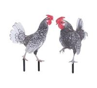 Fdit Paletti Decorativi per Polli da Giardino Accattivanti per Patio Esterno, Set di 2 Decorazioni Uniche e Realistiche per Giardinieri e Amanti degli Uccelli, Materiale Acrilico