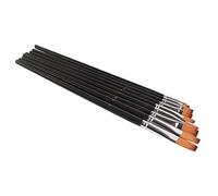 Fdit Pannelle per Vernici per Artisti 9 Pezzi Nylon Professionale Stretto Piatto a Manico Lungo a Punta Piatta a Manico a Manico Set per L'acquerello Acrilico di Gouache con Legno