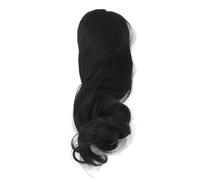 Fdit Parrucca Lunga e Riccia per Bambola , con Capelli in Morbida Seta e Cuoio Capelluto Simulato, Adatta a Bambole 1/3 con Circonferenza della Testa di 22-23 cm. (BLACK)