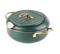 Fdit Parte di Frittura Verde Intenso con Pentola di Padella in Acciaio Inossidabile per Termometro per Utensili da Cucina