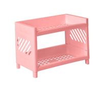 Fdit Pianto di Organizzatore di Deposito Desktop in Plastica, Scaffale Desktop a 2 Livelli Portatili Portatile Elegante Portatile per Ufficio per la Cucina da Letto Bancone caffè da (PINK)
