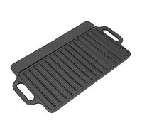 Fdit Piastra Teppanyaki in Ghisa a Doppia Faccia per Barbecue con 2 Maniglie Ergonomiche per Bistecche, Pollo, Pancake, Pancetta e uova. (40x20 cm)