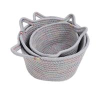 Fdit Piccolo Cestino in Corda di Cotone Intrecciato, Simpatico Set di Cestini per Orecchie di Gatto per Forniture per Bambini, Cuccia per Animali Domestici, Set di 3, Ideale per gli Amanti dei Gatti