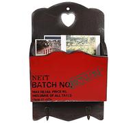 Fdit Porta di Lettera Dell'organizzatore per Posta per Posta in Lettere in Legno con 2 Ganci per Lettere Chiavi Cartolina per la Parete Decorazione per la Casa del (W186501 Letter Plug Hook-Red)