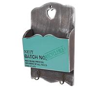 Fdit Porta di Lettera Dell'organizzatore per Posta per Posta in Lettere in Legno con 2 Ganci per Lettere Chiavi Cartolina per la Parete Decorazione per la Casa del (W186503 Lettere Plug Hook-Blue)