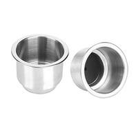 Fdit Portabevande in Acciaio Inossidabile da 2 Pezzi, Portabicchieri con Foro di Scarico per Bancone Tavolo Auto Barca, Argento