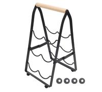 Fdit Portabottiglie da Tavolo a 3 Livelli, Supporto da Tavolo Pieghevole Salvaspazio per 3 Bottiglie, Organizer da Banco in Ferro e Legno Composito per Bar di Casa, Ufficio e Piccola