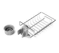 Fdit Portaoggetti Sospeso per Rubinetto in Acciaio Inox per, Mensola Scolapiatti per Spugna e Strofinaccio, Organizer Lavello