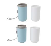 Fdit Portaspazzolino Multifunzionale, Contenitore per Tazze da Viaggio Minimalista con Corde Sospese per Viaggi D'affari (Bianco Blu)