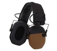 Fdit Riduzione del Rumore Auricolari Elettronici, Mumucini Auricolari di Sicurezza del Microfono Direzionale con Fascia Regolabile per L'uso del Campo di Falciatura (Cachi)