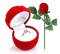 Fdit Romantica Scatola per Anelli Rosa Rossa Adatta per Proposta di Matrimonio e Scatola per Gioielli