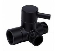 Fdit Rubinetto Deviatore per Braccio Doccia con Ingresso Femmina G1/2 e Due Uscite Maschio G1/2, per Passaggio Senza Interruzioni tra Doccia Sopratesta e Doccetta a Mano (BLACK)