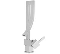 Fdit Rubinetto Miscelatore a Cascata in Ottone con Filettatura G1/2 per Acqua Calda e Fredda per Lavello e Lavabo Bagno (Spazzolata)