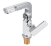 Fdit Rubinetto per Lavabo Monoforo Cromato Rubinetto da con Maniglia Singola Ruotabile a 360 Gradi con Acqua Calda e Fredda per Uso Domestico in Hotel (senza tubo)