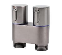 Fdit Rubinetto WC con Valvola Ad Angolo in Metallo a Doppio Controllo 1 in 2 Out 2 per Balcone Bagno, G1/filettatura Maschio (GREY)