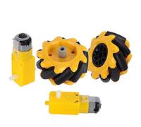 Fdit Ruota per Auto Robot Intelligente, Ruota di Mecanum per Componenti Giocattolo, Diametro 60 Mm, Giallo e, Traduzione Sinistra e Destra, Movimento di Direzione a 45 ° in Inclinazione, Movimenti