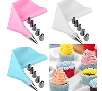 Fdit Sac à Poche Silicone con Ugelli in Acciaio Inox e Convertitore, Strumenti Riutilizzabili per Decorare Torte, Biscotti e Cioccolato (238)