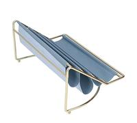 Fdit Scaffale da Scrivania Multi Strati, Costruzione in Ferro e Pelle Premium, per Tablet, Telefono, Notebook, Occhiali e Piccoli Oggetti (Blu Grande)
