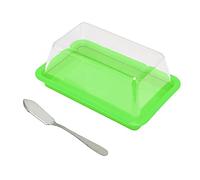 Fdit Scatola per Conservare il Burro e Taglierino, Contenitore per Burro e Formaggio con Coperchio Trasparente con Coltello Incorporato per la Conservazione nel Frigorifero (verde quadrato)