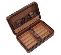 Fdit Scatola per Sigari, Elegante Umidificatore in Pelle per 4 Sigari, Custodia Portatile in Legno di Cedro con Umidificatore, Essenziale da Viaggio per Riunioni, Club e Altro