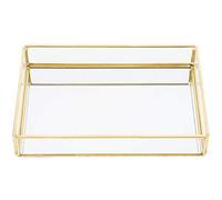 Fdit Scatola Portaoggetti per Gioielli, Scatola Portaoggetti in Metallo Vintage in Vetro Vassoio Dorato per Gioielli Espositore per Cosmetici Supporto per Orecchini Collana per(Rectangular Trumpet)