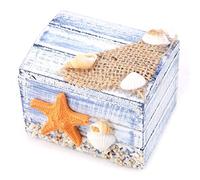 Fdit Scatola portaoggetti portatile in stile mediterraneo in legno con scatola di gioielli (stella marina)