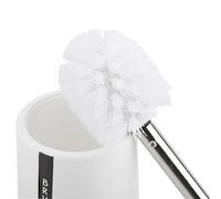 Fdit Scopino per WC con Supporto, Setole Dense per la Pulizia Sotto il Bordo, Design Sottile da Pavimento in Bianco Blu Grigio, Struttura in Acciaio Inossidabile ABS PP per Bagno di (WHITE)