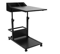 Fdit Scrivania per Laptop, Supporto Multifunzionale Rimovibile per Laptop, Tavolini Laterali con Ruote, Cassetto per Telecomando, Articoli Vari, Telefoni Cellulari, Tablet (BLACK)