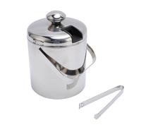 Fdit Secchio di Ghiaccio, Porta di Ghiaccio in Acciaio Inossidabile con Pinze 1.3l Secchio di Ghiaccio Isolato a Doppia Parete con Coperchio a Prova di Polvere per Pinze per Picnic