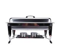 Fdit Servitore per Buffet in Acciaio Inossidabile con Doppi Scomparti, Scaldavivande Riscaldato Ad Alcool per Ristoranti, Hotel Ed Eventi, Scaldavivande Commerciale con Manici e